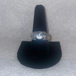925 Silver CZ Cocktail Ring - Size 10